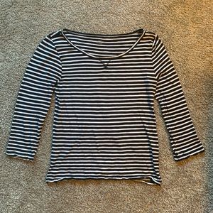 J.crew women’s black & white stripe boat neck tee